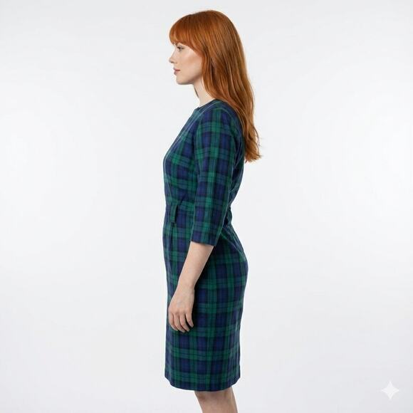 Vintage Clues Collections Plaid Long Sleeve Shift Dress Rockabilly Preppy Sz 14 - Picture 4 of 5